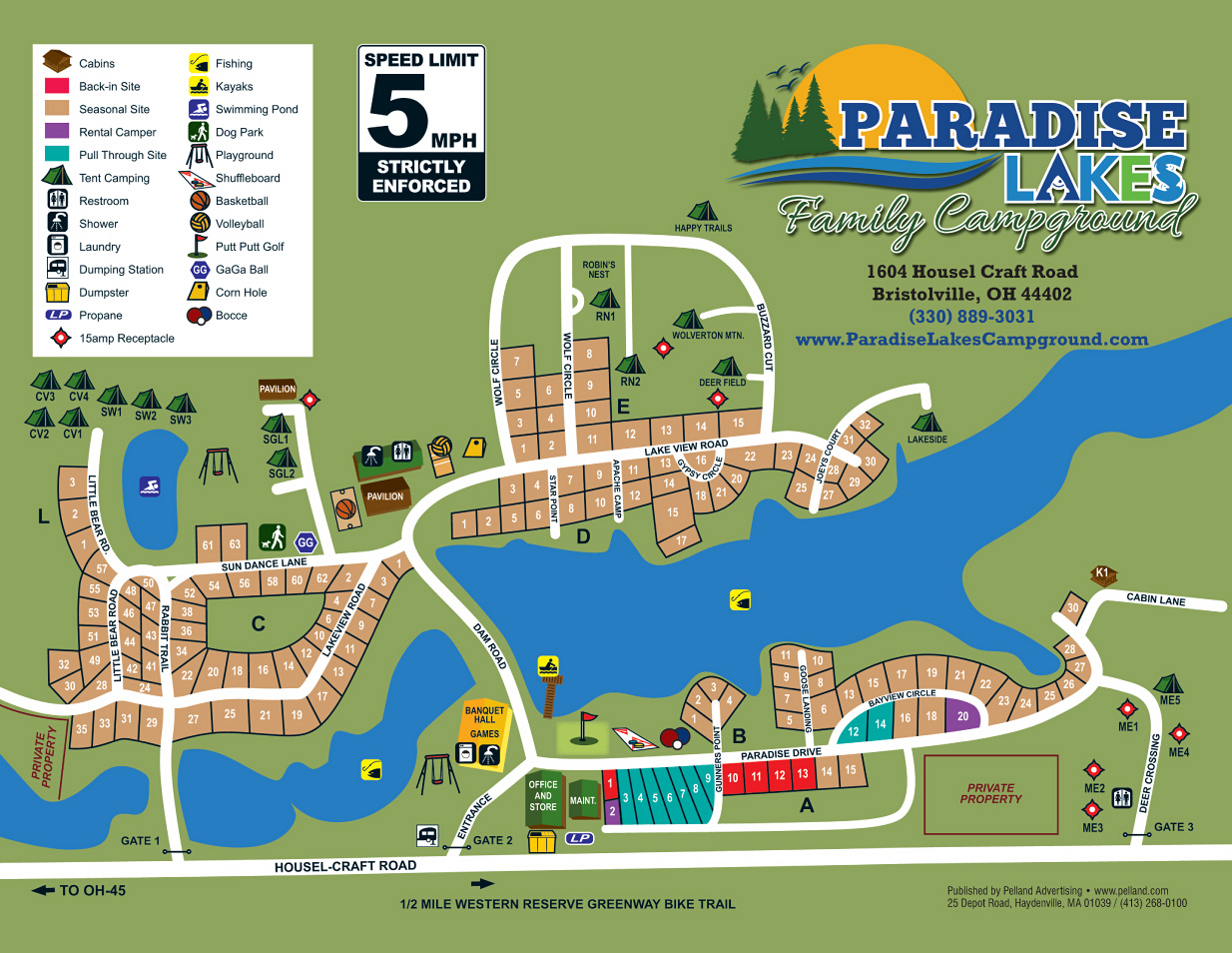 Paradise Lakes Family Campground Site Map