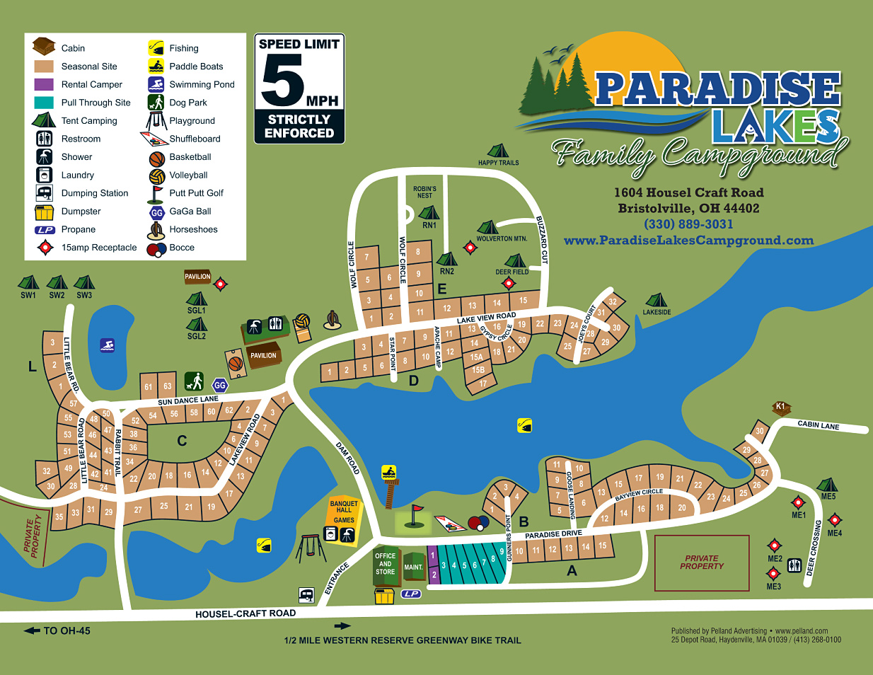 Paradise Lakes Family Campground Site Map